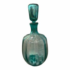 VTG 60's Mid Century BLENKO #6416 Joel Myers Teal Blue Green Decanter W/ Stopper